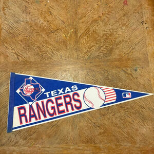 Texas Rangers MLB 30" 1990s Vintage New Old Stock Felt Pennant.